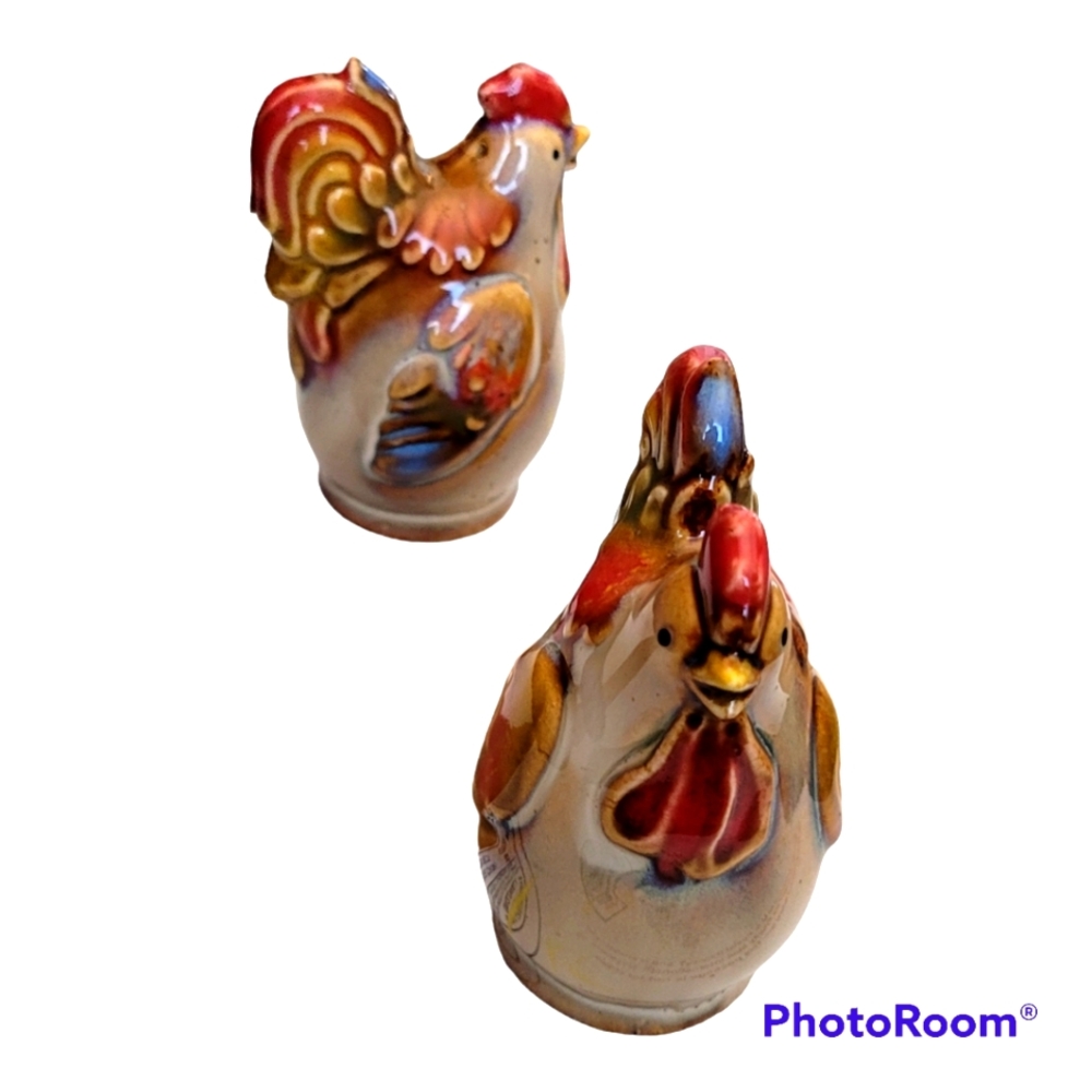 Glazed Rooster Salt & Pepper Shakers